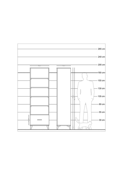Hyperion Dolap 5 Raflı Tek Çekmeceli 60x44x195 Antrasit-çam Antrasit
