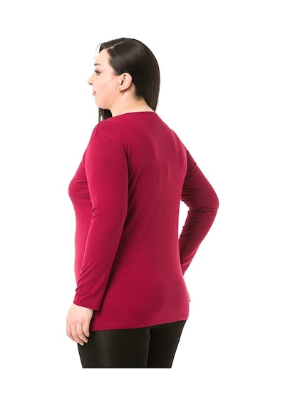 Disentis Büyük Beden Bisiklet Yaka Uzun Kollu Viskon Bordo Body