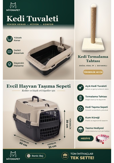 Kedi Set 5 Parça-taşıma-tırmalama-tuvalet