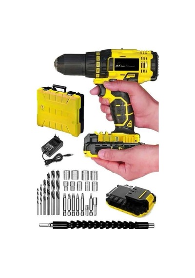 Hubrendy Tekno Profesyonel Çift Bataryalı Akülü Vidalama Şarjlı Matkap 24 Parça 43236599