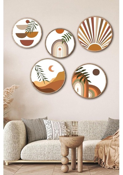 Notpa Dekorize Mdf 5 Parça Çerçeve Görünümlü Tablo Set 5001 50 X 70 Renkli