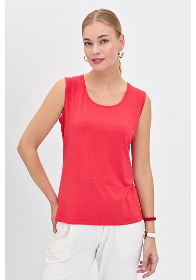 Kadın Sıfır Yaka Flamlı Kumaş Basic Askılı Tshirt Mercan MERCAN Kadın Sıfır Yaka Flamlı Kumaş Basic Askılı Tshirt Mercan MERCAN