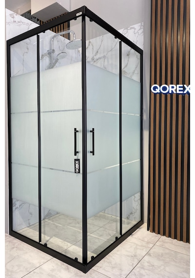 Ustaduş - Qorex Marka - Siyah - 6 Mm Temperli Kum Cam Duşakabin H:190 Özel Seri Krom Aksesuar Diğer Ustaduş - Qorex Marka - Siyah - 6 Mm Temperli Kum Cam Duşakabin H:190 Özel Seri Krom Aksesuar Diğer