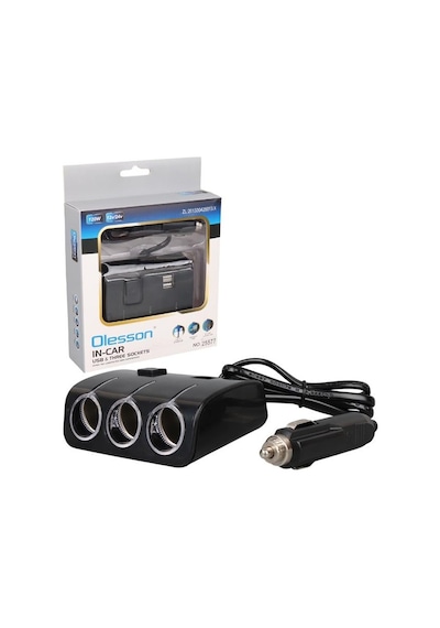 Olesson 1506 12-24v Çift Usb Girişli 120w 80 Cm Kablolu 3 Lü Araç Çakmak Çoklayıcı
