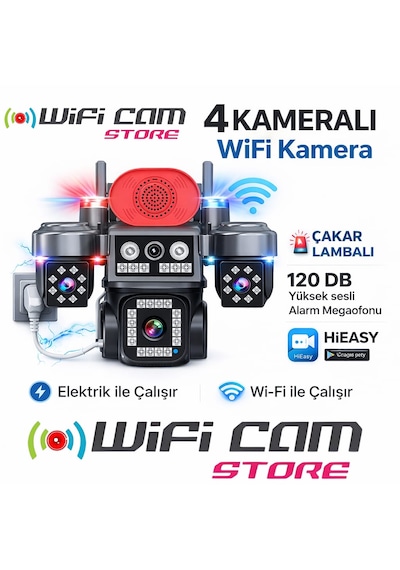 4 Kameralı Wi-fi Güvenlik Kamerası Elektrikli