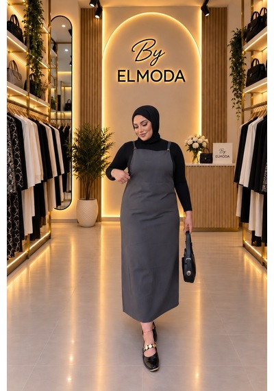 Elmoda Kadın Füme Ayarlanabilir Jile Elbise Füme Füme