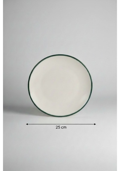 6'lı Valencia Servis Tabağı 25cm Rim Yeşil Rinart Krem