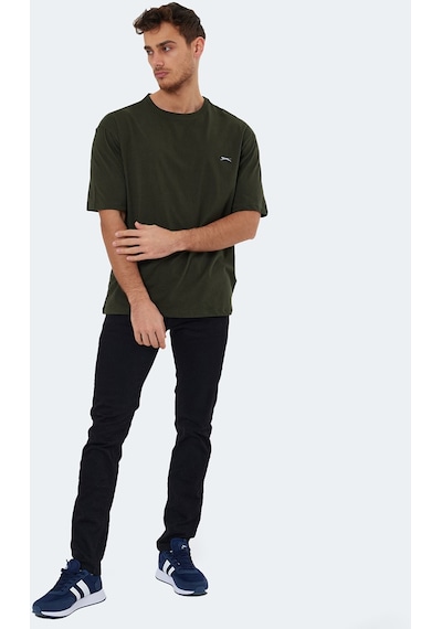 Slazenger KAISER IN Oversize Erkek Oversıze Koyu Yeşil Tişört