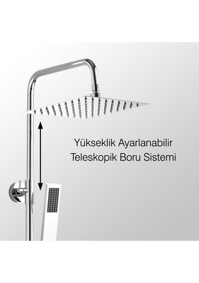 Fause Teleskopik Kolonlu Tepe Duş Seti Pirinç El Başlık Kds102-2 Krom