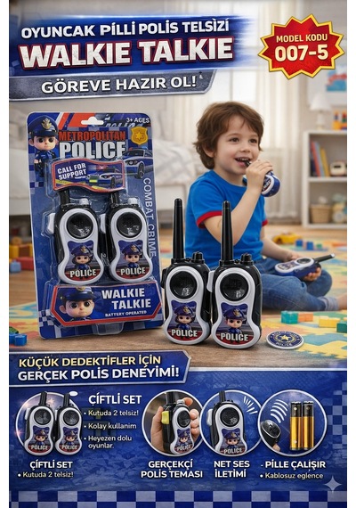 Pilli Polis Telsizi Walkie Talkie Çiftli Set Bas Konuş Özellikli
