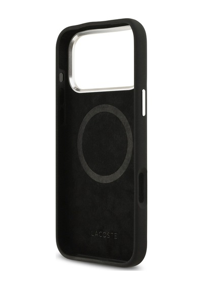Apple Uyumlu iPhone 17 Pro Max Kılıf Lacoste Lisanslı M-safeli İkonik Metal Kamera Çerçeveli Silikon Kapak Siyah Siyah
