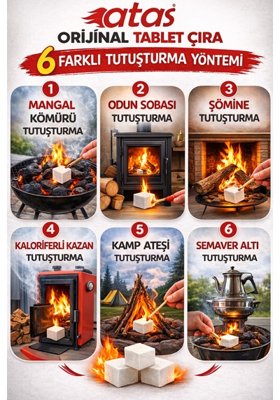 Mangal Kömür Semaver Firelighter Cubes Igniter Tablet Çıra 24x4'lü Paket Beyaz