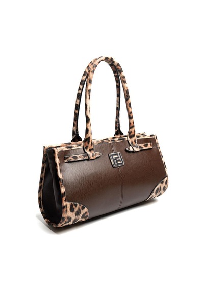 Silver Polo Sp1261 Kadın El Çantası Düz Kahve-leopar Taba