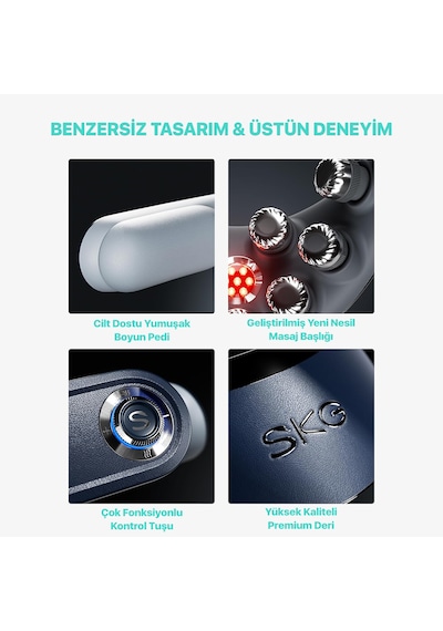 Skg G7 Pro Fold Tens-Ems Akıllı Boyun Masaj Aleti/Robotu, Mobil App Desteği, Özel Isı Terapisi Lacivert