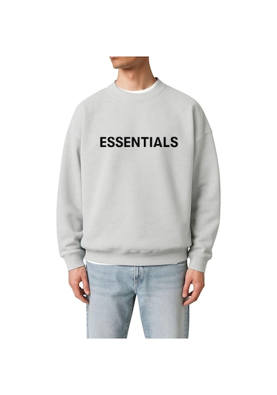 Benroma 3 İplik Penye Essentıals Baskılı Unisex Sweatshırt Gri