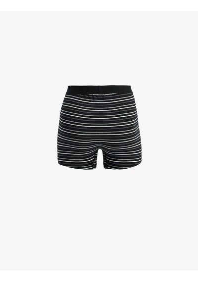 Koton Regular Fit Çizgili Pamuklu 3'lü Boxer Seti Siyah 6slm90030mk
