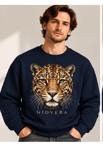 Gıovera Jaguar Premium Oversize Erkek Sweatshirt %100 Pamuk Lacivert