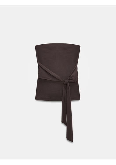 Dilvin 32841 Bağlamalı Bandeau Top-koyu Kahve