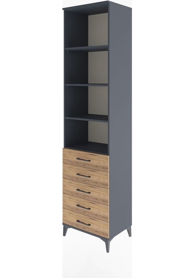 Hyperion Dolap 4 Raflı 5 Çekmeceli 60x44x243 Antrasit-çam Antrasit
