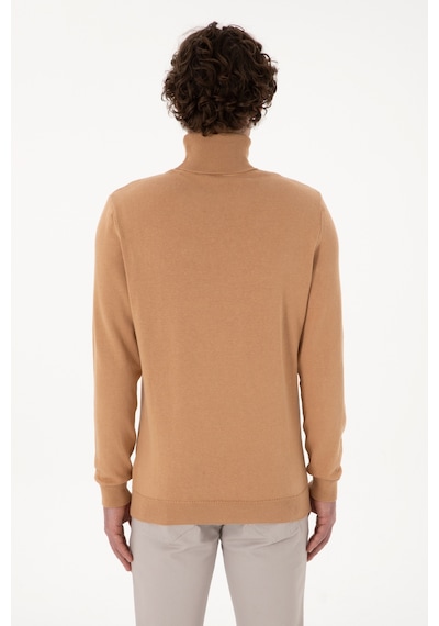 U.S. Polo Assn. Erkek Slim Fit Balıkçı Yaka Camel Melanj Basic Kazak 50288884-VR122 U.S. Polo Assn. Erkek Slim Fit Balıkçı Yaka Camel Melanj Basic Kazak 50288884-VR122
