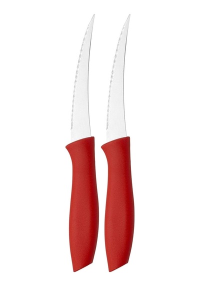 Sebze Ve Meyve Bıçağı, Çelik, Siyah + Gri + Kırmızı Lazer Kesim Tırtıklı Uç, 22 Cm, 6 Adet Diğer