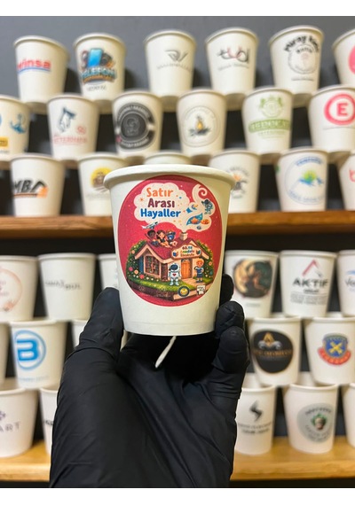 Firmaya Kişiye Özel Baskılı Logo Baskı Tasarım Kalın Gramaj Tek Kullanım 7 Oz 100 Adet Karton Bardak