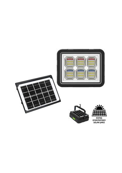 Northcity Wison Ws-5570 150 Watt Güneş Enerjili Solar Kamp Feneri Projektör Abanoz