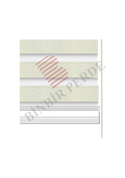 Binbirperde Krem Pileli Zebra Stor Perde Ev/ofis Perdesi Aluminyum Sistem
