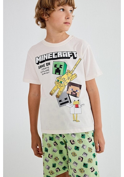 Defacto Minecraft Lisanslı Regular Fıt 2li Ecru Pijama Takımı Erkek Çocuk H7270a826hser99 Ekru-er99