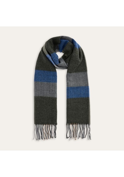 Mudo Erkek Erkek Mavi Çizgili Yün Karışımlı Atkı 1263150