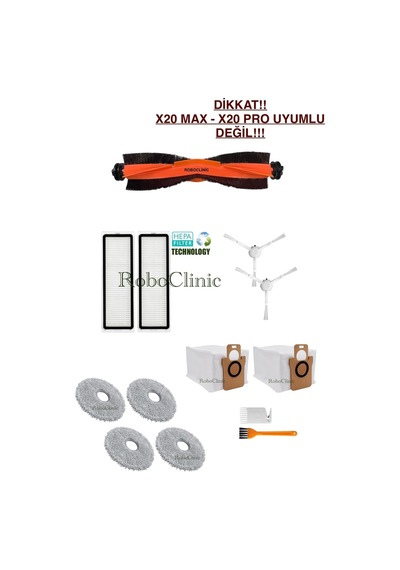 Xiaomi Robot Vacuum X10 Plus X20 Plus Uyumlu Yedek Toz Torba, Fırça, Hepa Filtre, Mop Seti-13 Parça