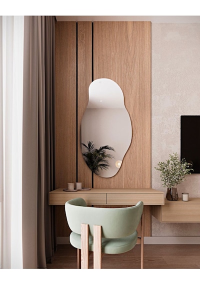 Asimetrik Model Çerçevesiz Ayna Duvar Aynası Konsol Aynası 75 X 40 Gümüş