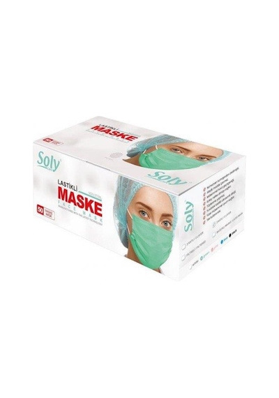 Soly 3 Katlı 50 Adet Full Ultrasonik Cerrahi Maske Yeşil