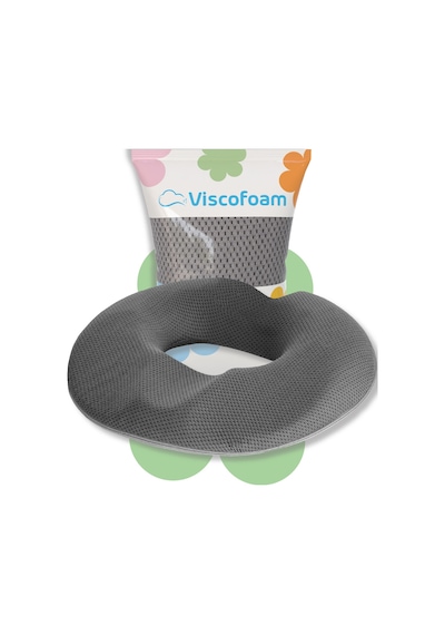Viscofoam Ultralüks Ortopedik Oturma Simidi Kuyruk Sokumu Yastığı Visco Oturma Simidi Gri