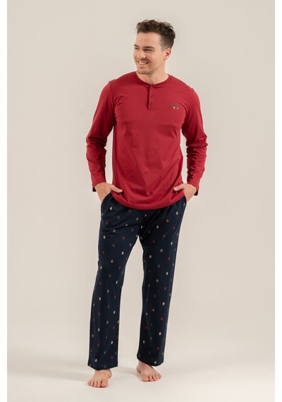Arnetta Erkek Just Breathe Bordo Uzun Kol Pijama Takım Ar3853-s-v2 Ar3853-s-v2