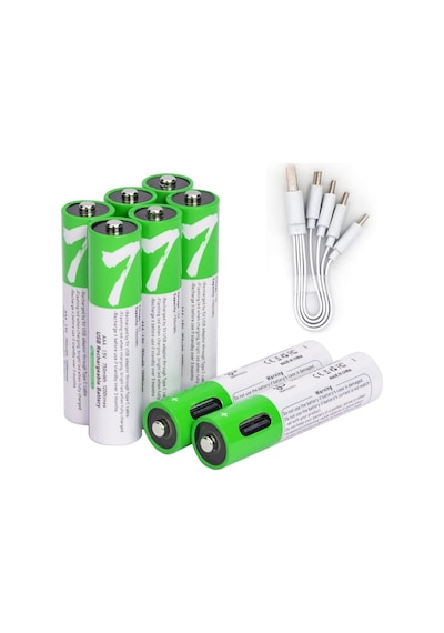 Usb Aaa Lityum İyon Şarj Edilebilir Pil, 1.5v 750mwh Şarj Edilebilir Aaa Pil, 1 H Hızlı Şarj, C