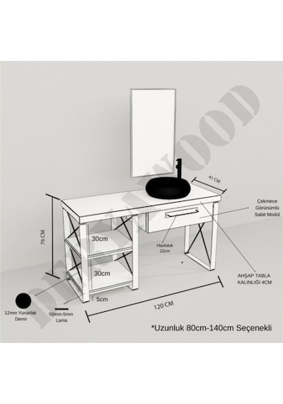 Deryawood  Larix Banyo Dolabı 40*100*76 Açık Ceviz Çok Renkli