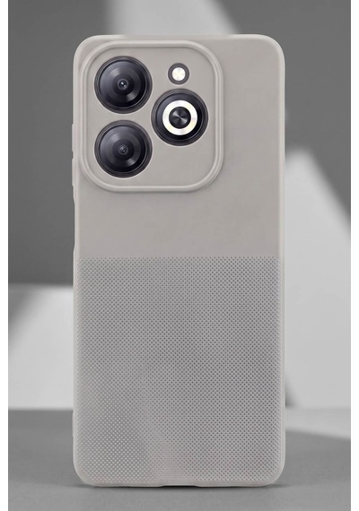 Infinix Tecno Spark Go 2024 / Smart 8 Serisi / Pop 8 / Spark 20c / Hot 40i Uyumlu Kamera Korumalı Tırtıklı Kaymaz İçi Kadife Yumuşak Silikon Kılıf-54278 Gri