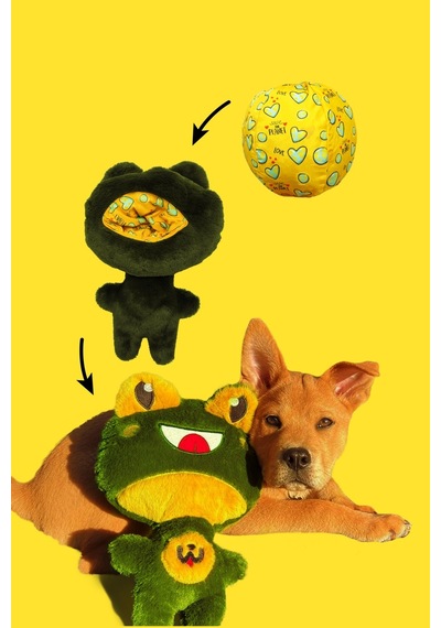 Wufrog Topa Dönüşen Kurbağa 2'si 1 Arada Eğlenceli İnteraktif Köpek Oyuncağı