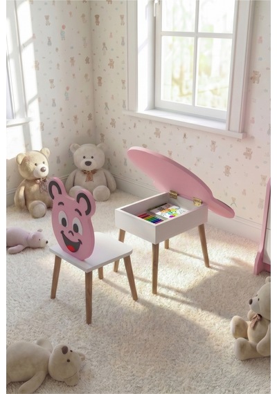 Northcity Happy Face Çocuk Masası Pembe Açık Pembe