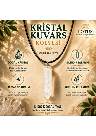 Saf Enerji Kolyesi Kristal Kuvars Doğal Taş Kolye