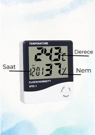 Dijital Oda Termometre Sıcaklık Ve Nem Ölçer Masa Saati Alarm Pil Dahil