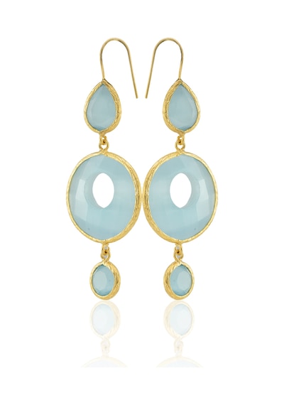Kadir Jewellery 22 Ayar Altın Kaplama Kadın Sallantılı Küpe -el İşçiliği Ve Hipoalerjenik Küpe Açık Mavi 66485007