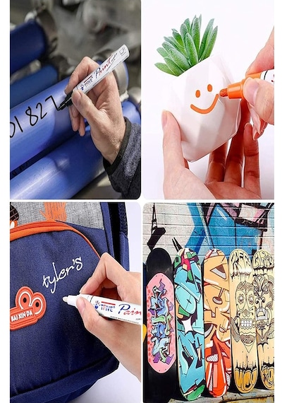 Beyaz Keçeli Kalem 1 Adet Markör Kalıcı Marker Kalem Lastik Seramik Cam Metal Ahşap Plastik Taş Yüzey Yağ Bazlı Beyaz