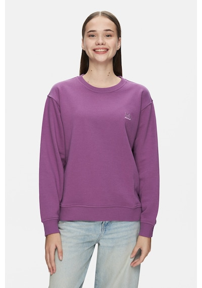 Ucla Sunnıva Mor Bisiklet Yaka Nakışlı Loose Fit Kadın Sweatshirt Mor