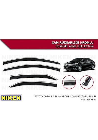 Niken Toyota Corolla Uyumlu Kromlu Cam Rüzgarlığı 2014-2018