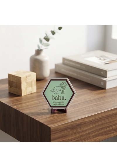 Hayatımdaki En Güzel İsim Yazılı Dekoratif Parça, Ev Dekorasyonu İçin Modern Masaüstü Aksesuarı 10x10 Cm, Açık Yeşil