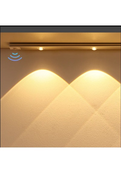 Sensörlü Kablosuz Şarjlı Led Kabin Dolap İçi Dekoratif Gece Lambası 3 Renk Işıklı 30cm Beyaz Kasa Çok Renkli