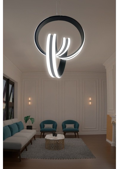 Çift Yönlü İmza Sıra Powerled Oturma Odası Led Avize Beyaz Işık Siyah Standart