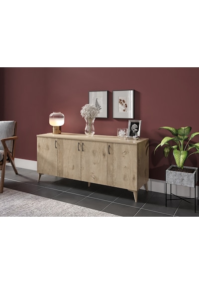 Kznhome Çok Amaçlı Meşe Konsol - Tamamı 1. Kalite Mdf